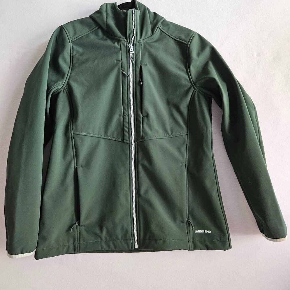 Land's End Womens Stretch Soft Shell Jacket Green Size M